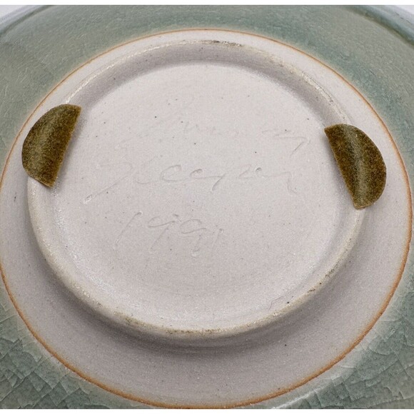 James Sleeper Studio Art Pottery Bowl Green Purple Asian Style Graduated Plate - Picture 5 of 6